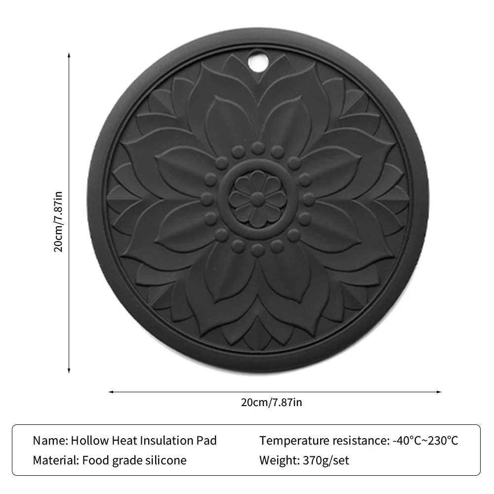 

3pcs Heat Insulation Placemat Pad Coaster Silicone Table Mats With Carved Embossed Flower Pattern Household Kitchen Accessories