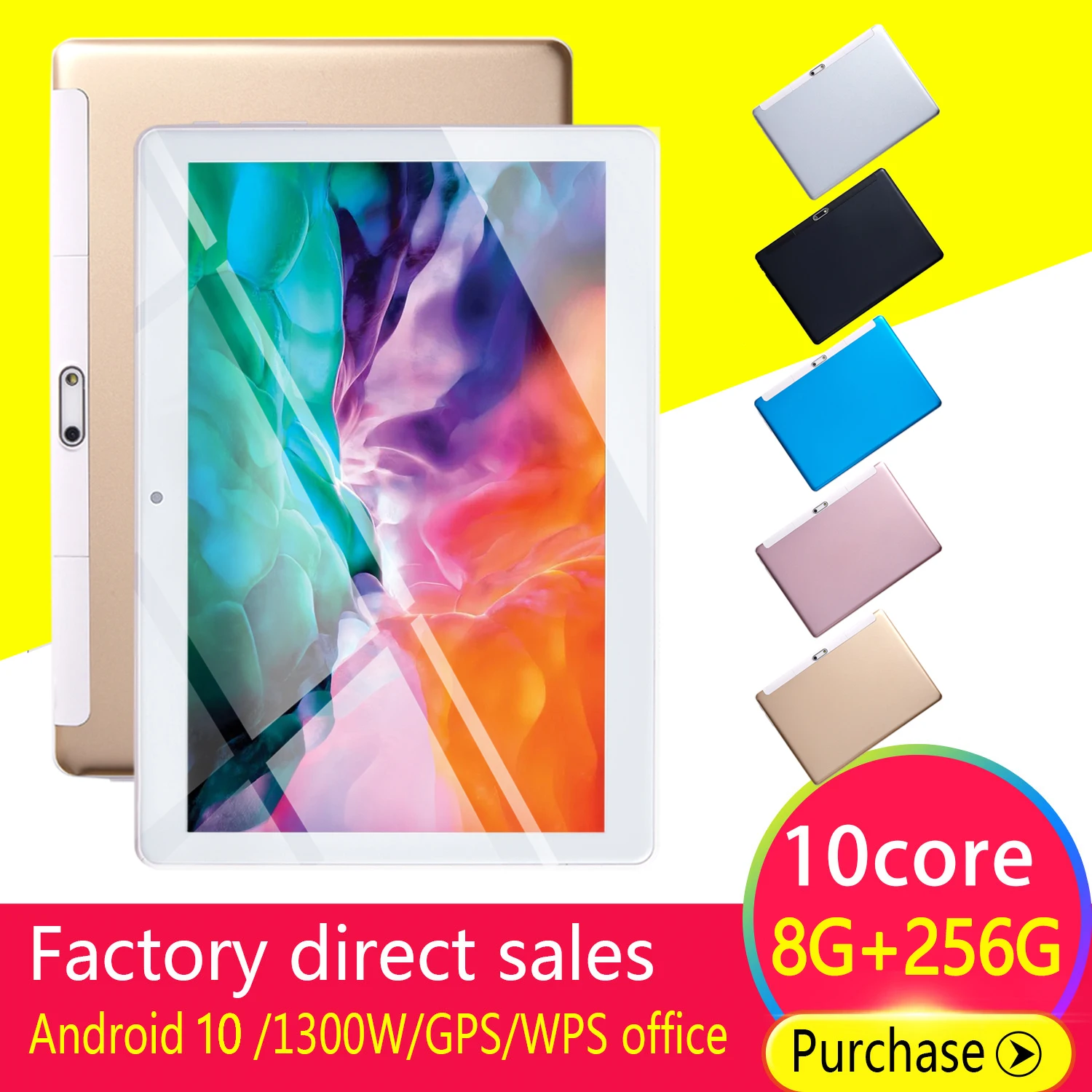 

Latest S10 Tablet Version Portable Tablets Pc with 8G+256G Android Tablet 10.1" GPS Tempered Glass 3D sound quality Tablets