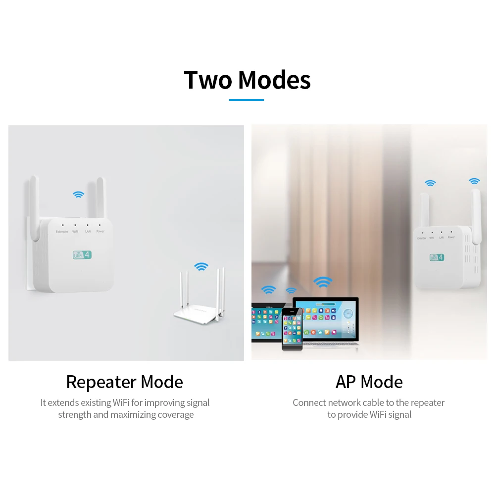 WiFi Range Extender усилитель сигнала 300 Мбит/с Беспроводной ретранслятор с двойной
