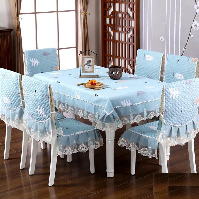 

Rectangle Flower Style Tablecloth Set Kitchen Dinning Room Table Cover Oilproof Elegant Chair Cover Cushion Party Table Cloth