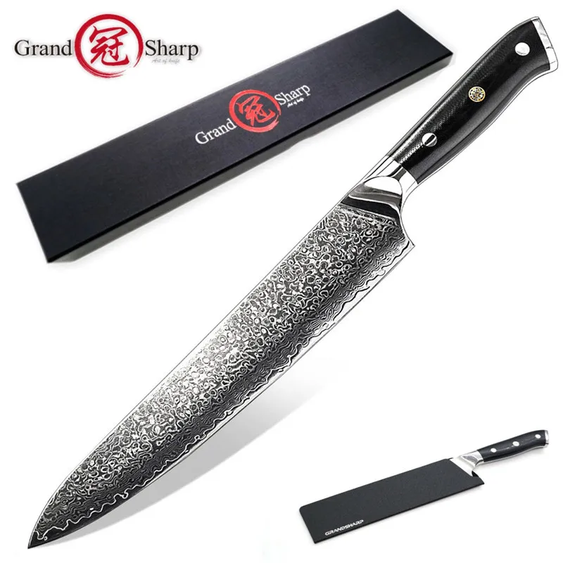Grandsharp 9,5 дюймов дамасский нож шеф-повара 67 слоев VG-10 стали японский дамасский кухонный нож инструменты для приготовления пищи нож мясника