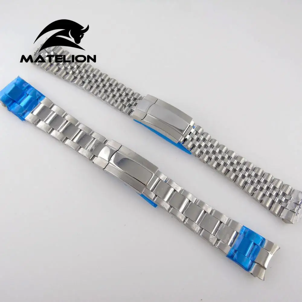 

Silver 20mm Oyster Jubilee Style Watch Strap Steel Bracelet Spare Parts 316L Stainless Steel Folding Clasp Middle Polished strap