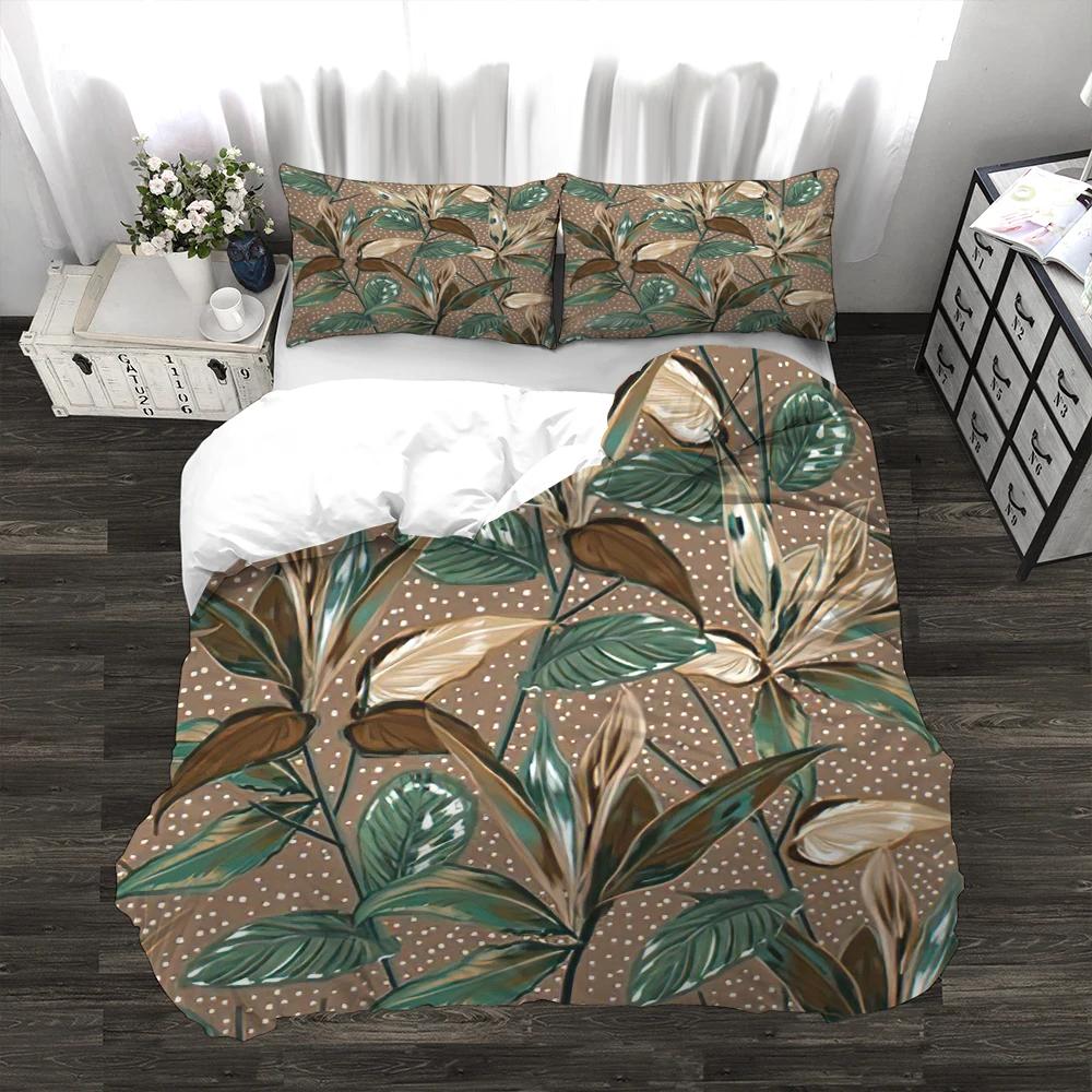 

Palm Leaves Art Design 3pcs Duvet Cover Set Durable Comforter Cover AU US UK Size 3D Print Tropical Style Bedding Set