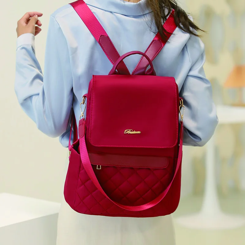 

2021 Fashion Women Backpack for Girls Diamond Lattice School Bag Student Oxford Bookbag Lady Anti Theft Shoulder Bag New Mochila