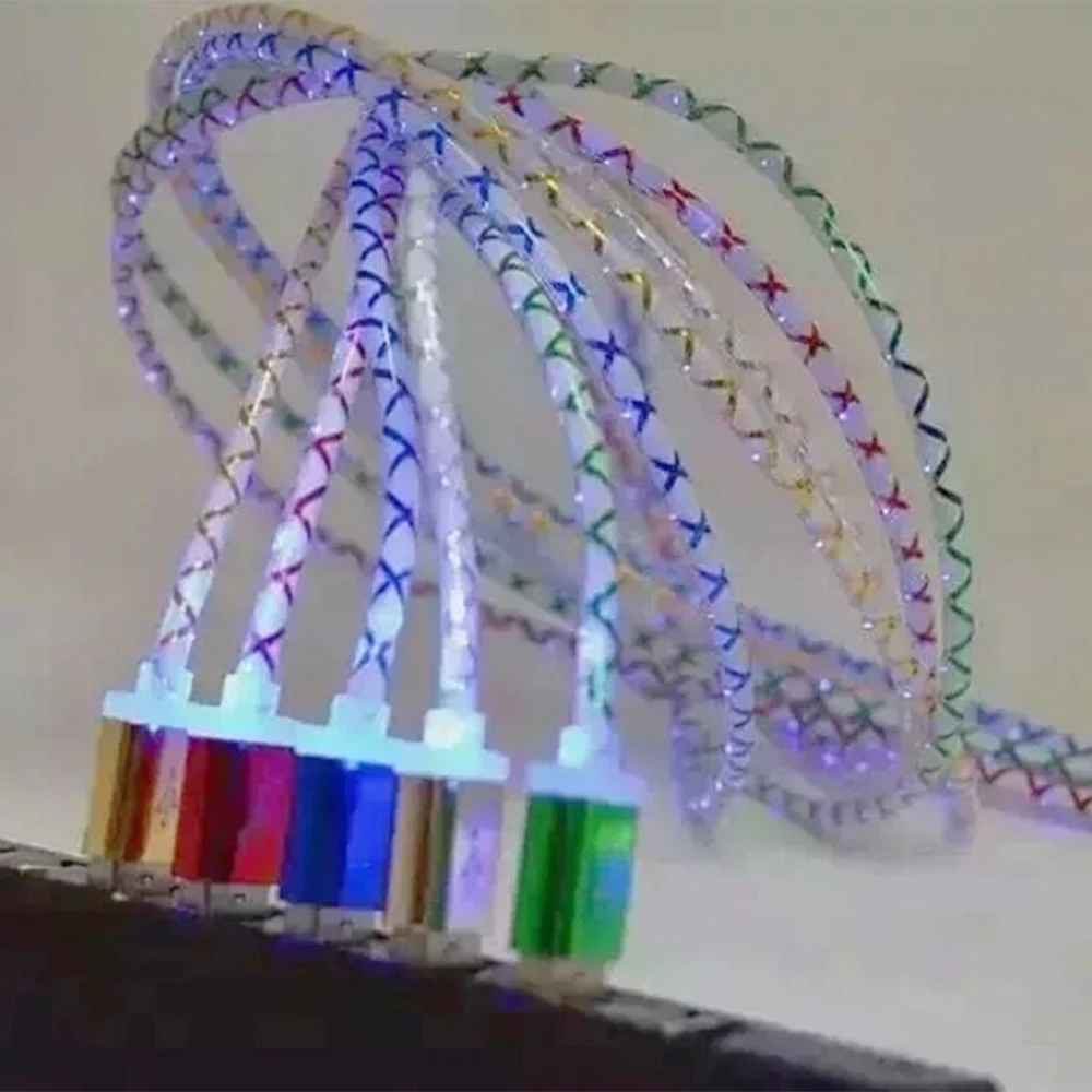 10 шт./лот ЦВЕТНОЙ кабель с поддержкой Micro USB LED Свет зарядный для синхронизации