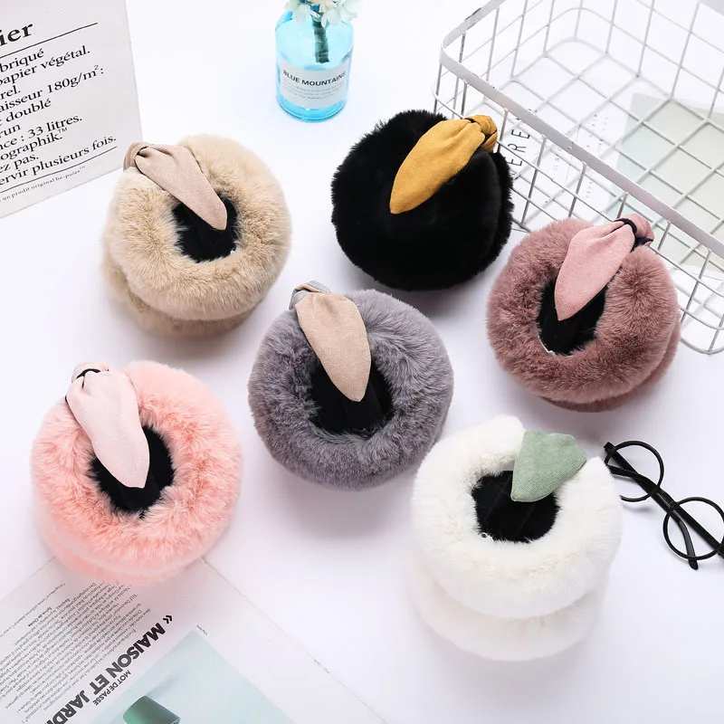 New Fabric Earmuffs Creative Winter Women's Outdoor Warm Earmuffs Earmuffs Fluffy Earmuffs Foldable Earmuffs Large Earmuffs