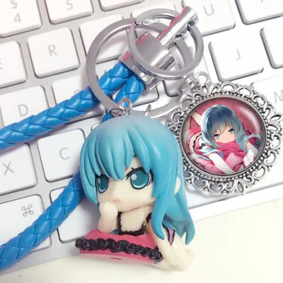 Q Version Hatsune Miku брелок с рисунком в виде аниме Key Buckle куклы из кожаного шнура Мику
