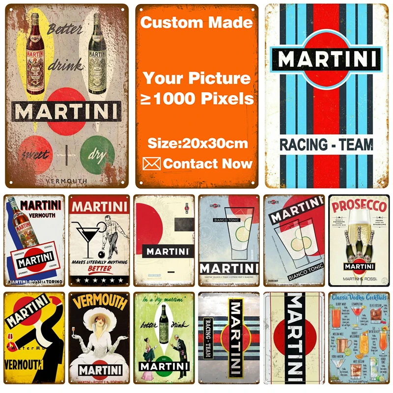 

Custom Martini Cocktail Bar Decoration Tin Sign Shabby Chic Home Plaque Metal Wall Poster Vintage Art