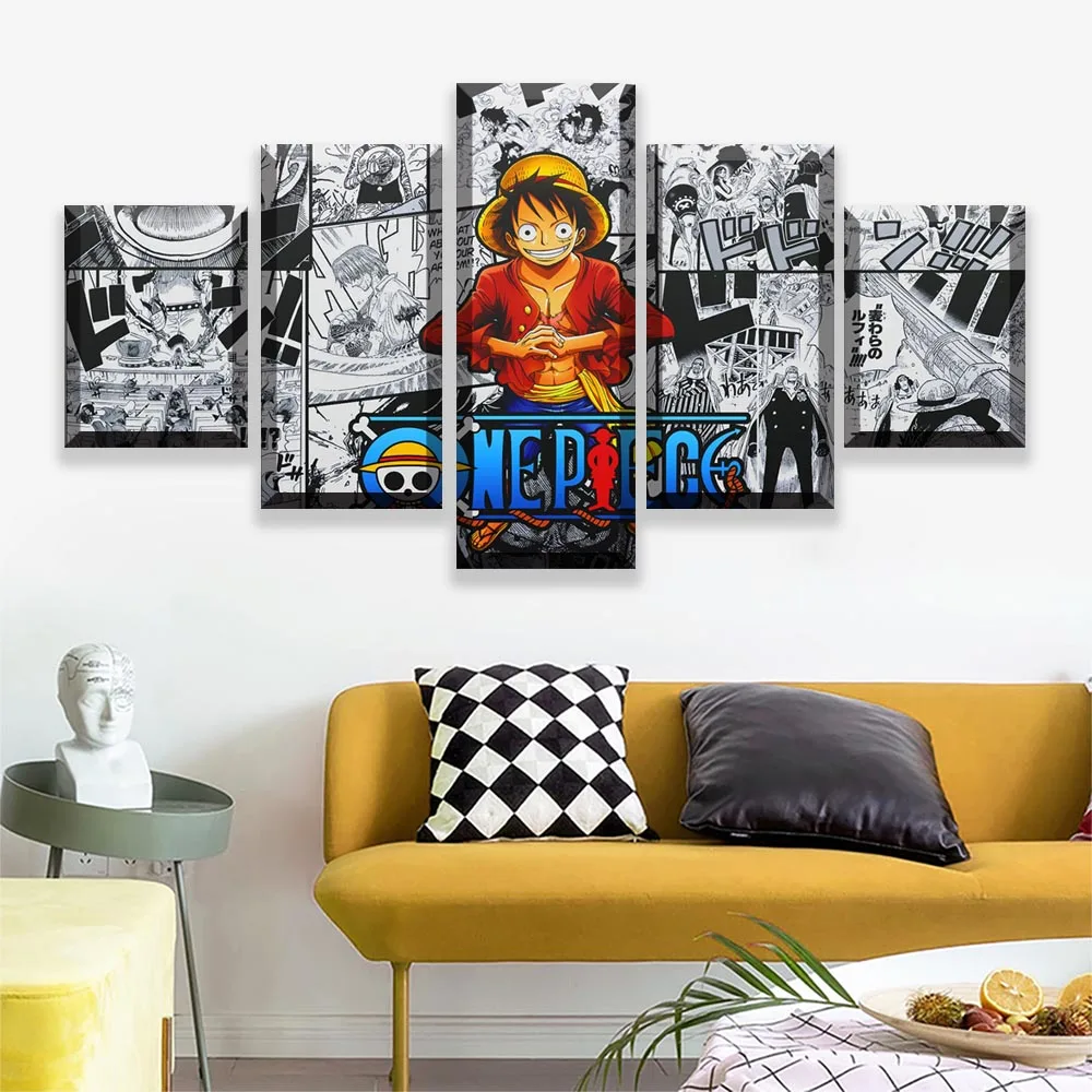 Холст HD Печать картины настенное искусство 5 шт. цельный Обезьяна D. Картины Luffy