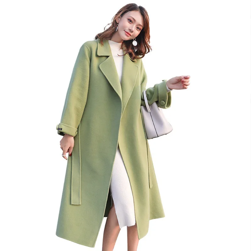 Новое шерстяное пальто в Корейском стиле авокадо зеленого цвета женская одежда