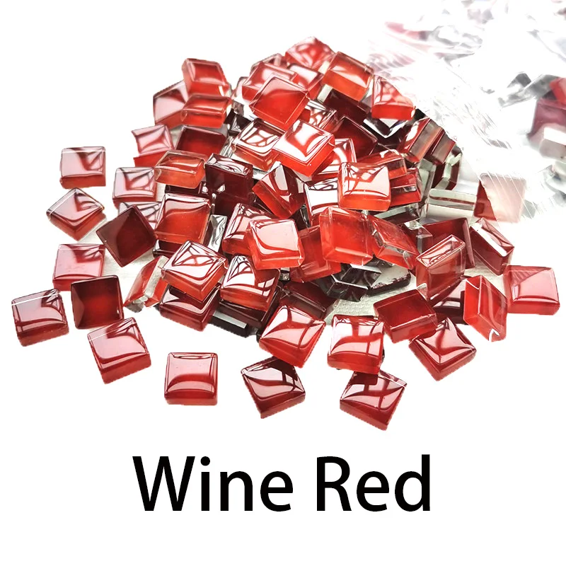 

Wine Red 50 Pcs/Bag, 1cm Ice Jade Mosaic Diy Cut and Paste High Transparency Porcelain Jade Stone Particles