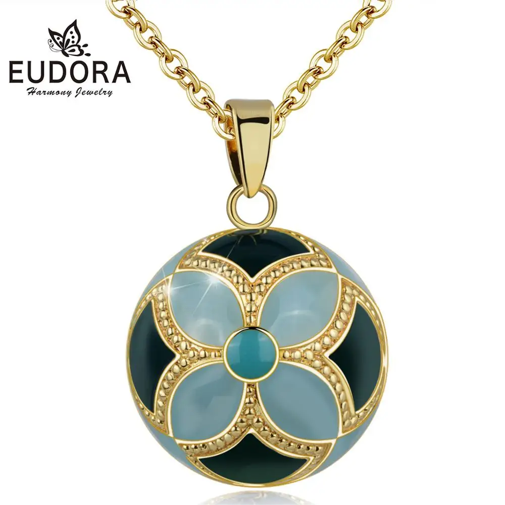 Эудора сине зеленый шар гармонии кулон ожерелье беременность мяч Ангел бола с