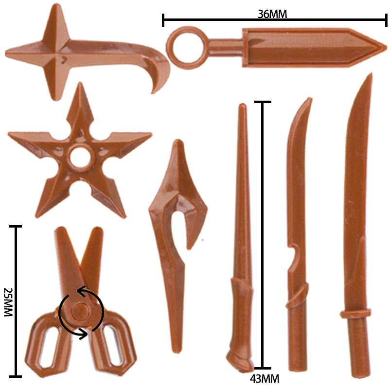 Koruit средневековые времена ниндзя дротики ножницы оружие для 4 см мини куклы MOC