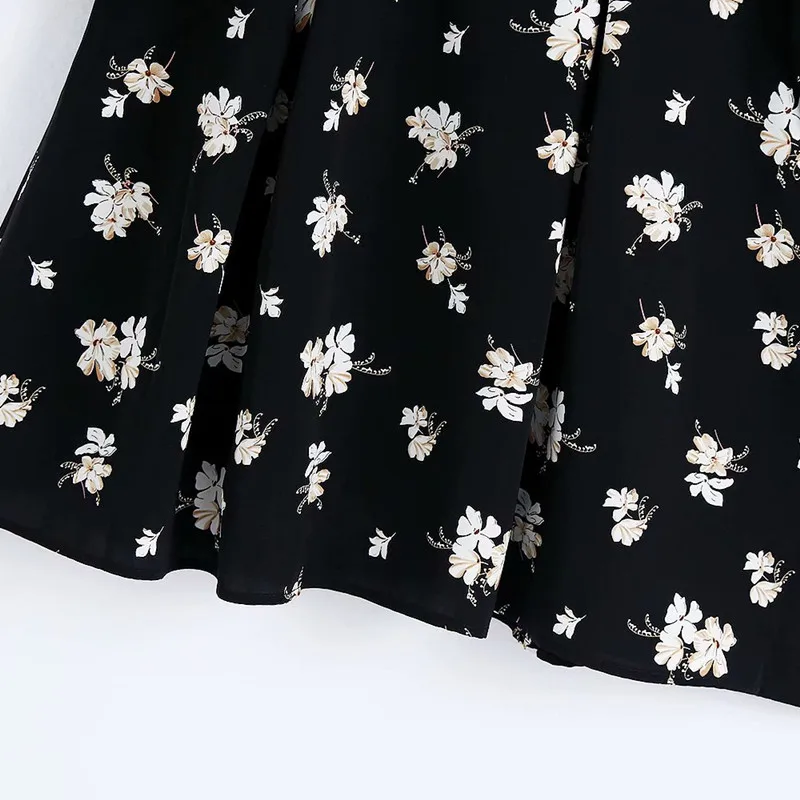 

European and American style 2021 summer New loose French v-neck floral print cropped sleeve kimono dress