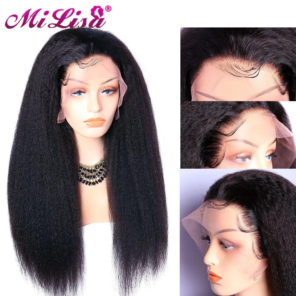 Прямой парик Mi Lisa с кудрявыми волосами без клея бразильские человеческие волосы