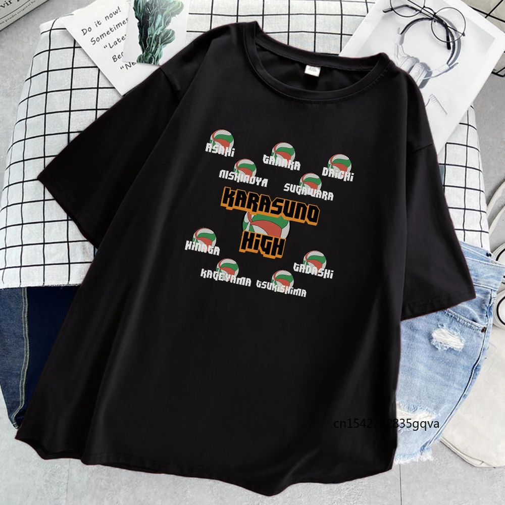 

Haikyuu Karasuno High Team Womens T Shirts 2021 Summer Hot Sale T Shirt Loose Style Street Shirts O-Neck Trendy Women T-Shirt