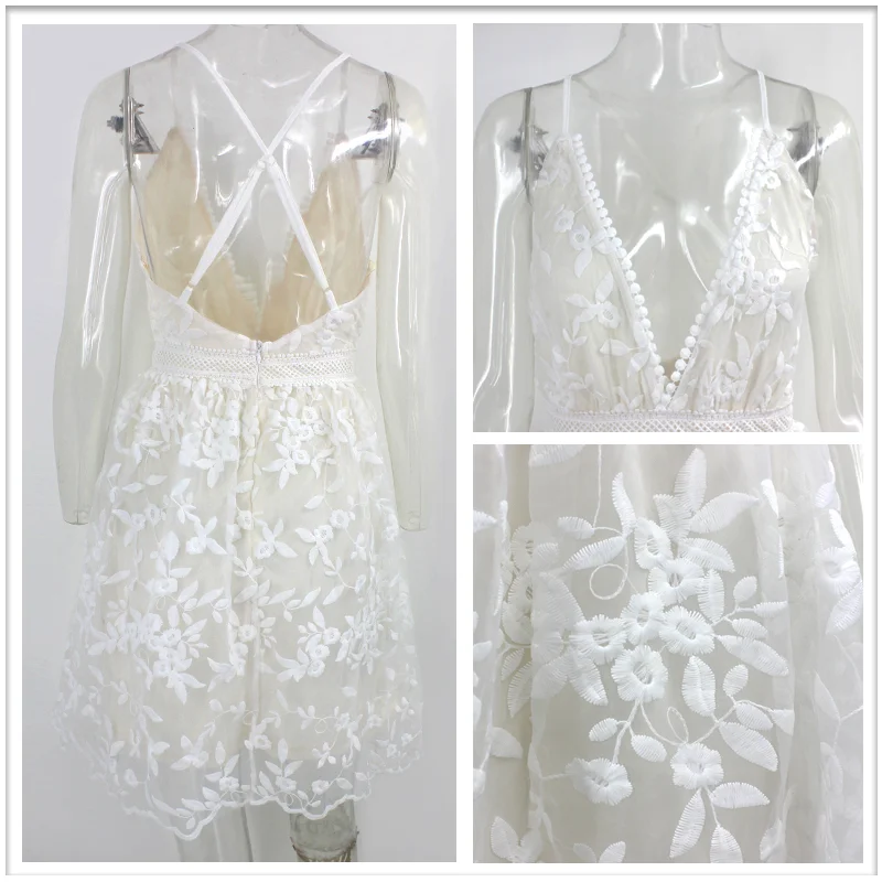 Женское ТРАПЕЦИЕВИДНОЕ ПЛАТЬЕ С кружевной оборкой Justchicc с v образным вырезом на