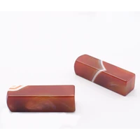 2pcslot 75x21mm natural smooth candy color stripe agate seal rectangle shape stones free shipping