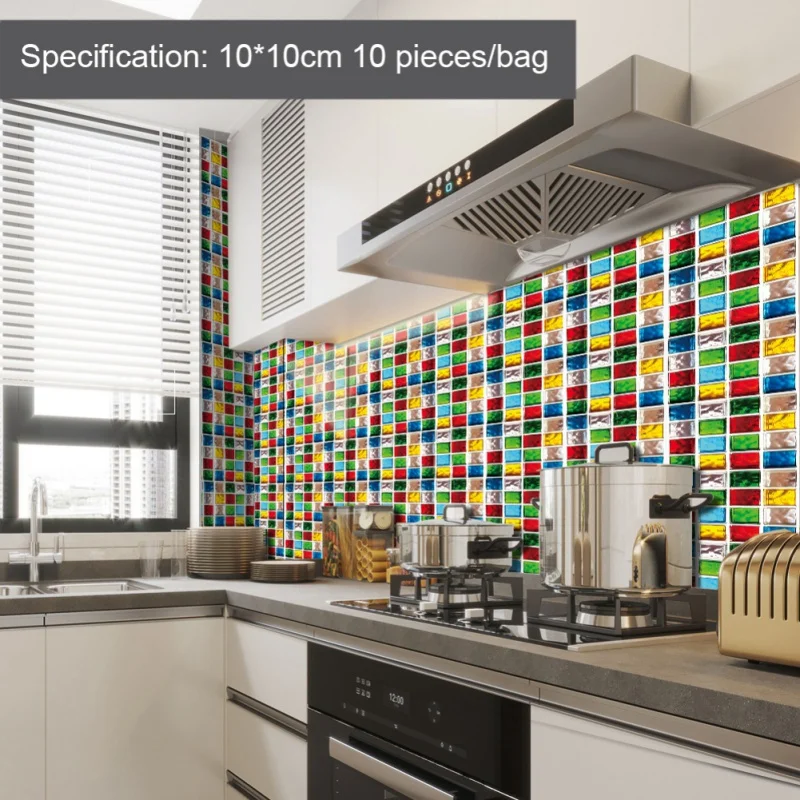 10 шт./упаковка 10*10 см ПВХ Настенная Наклейка плитка ванная комната