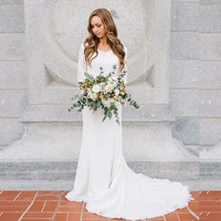 boho wedding dress with long arm v cut lace mermaid white ivory beach wedding dress 2020