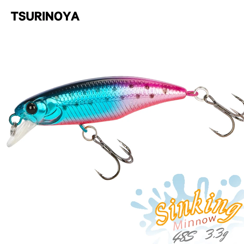

TSURINOYA 48SS Fishing Lure Sinking Minnow Wobblers DW69 48mm 3.3g Jerkbait Hard Lure Trout Bass Bait 18 colors Crankbait Isca