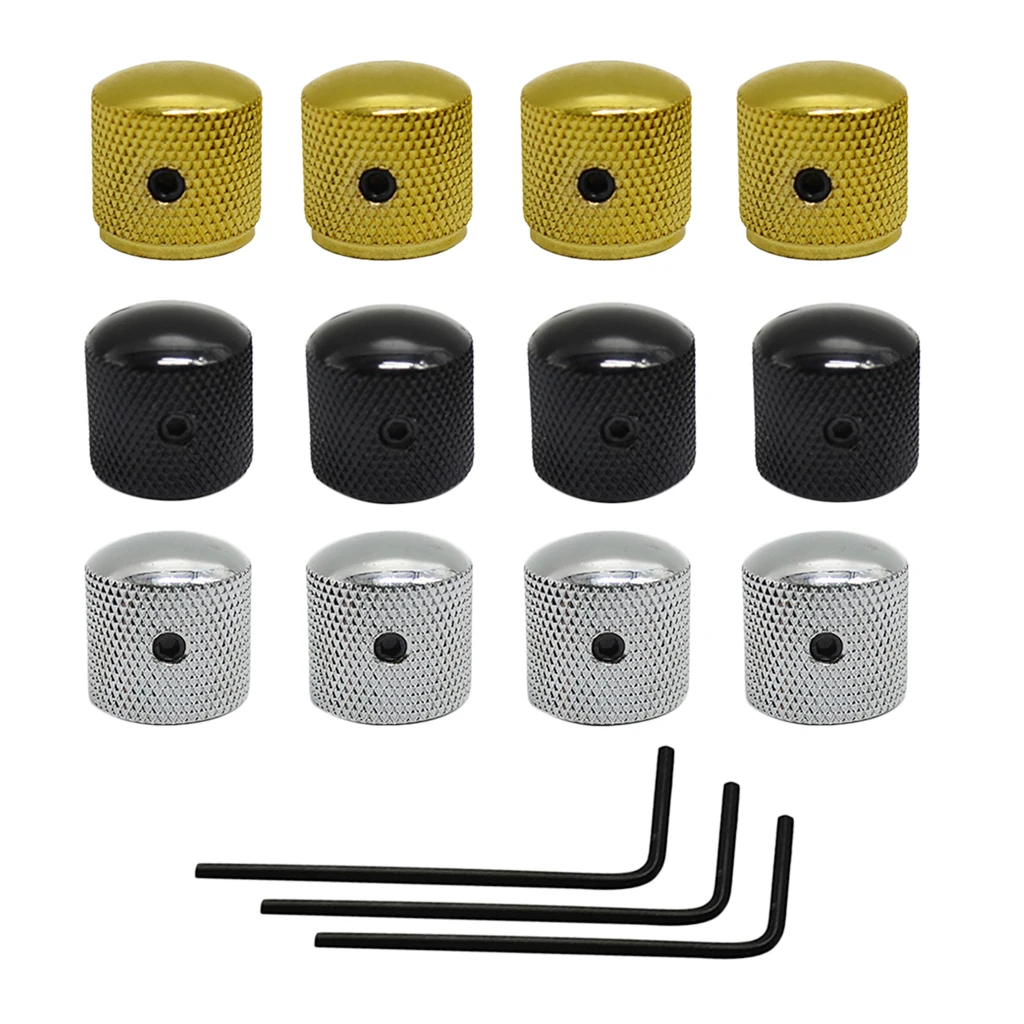 

4Pcs Pot Tone Volume Knob Control Button Push w/ Wrench for Guitar Bass Parts Accessories