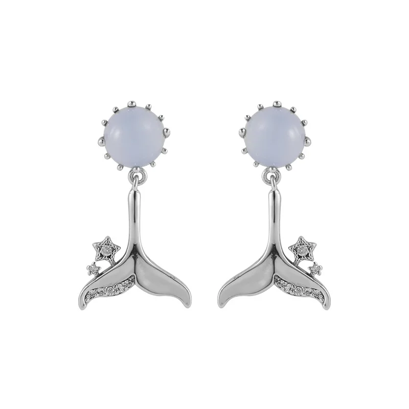

South Korea 925 silver needle ins dolphin fishtail earring earrings femininity new opal fishtail earring earrings earrings