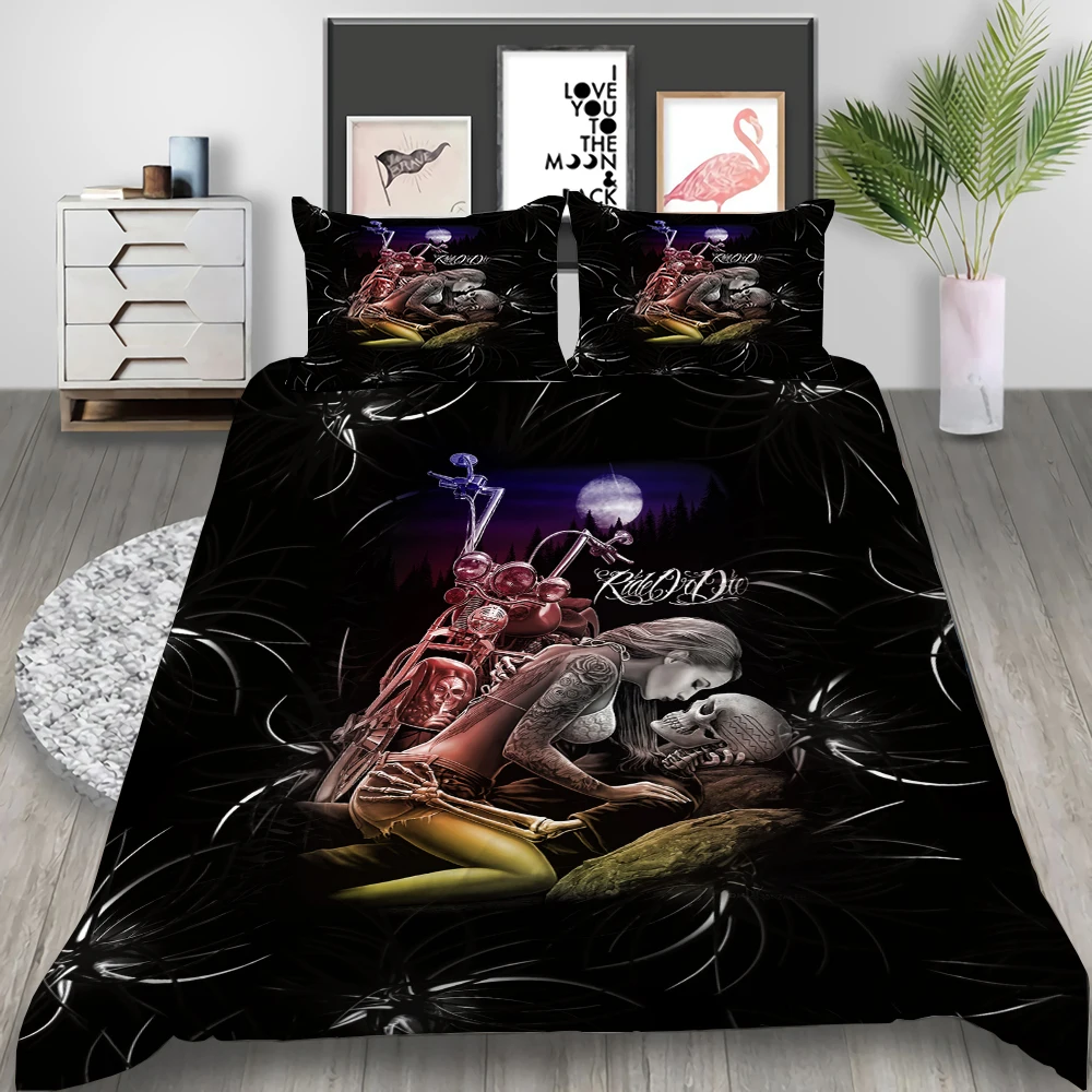 Beauty Motorcycle 3D Print Comforter Bedding Set Duvet Covers Pillowcase Luxury Queen King Size Adults Gift Hot Sale Rick Owens | Дом и сад