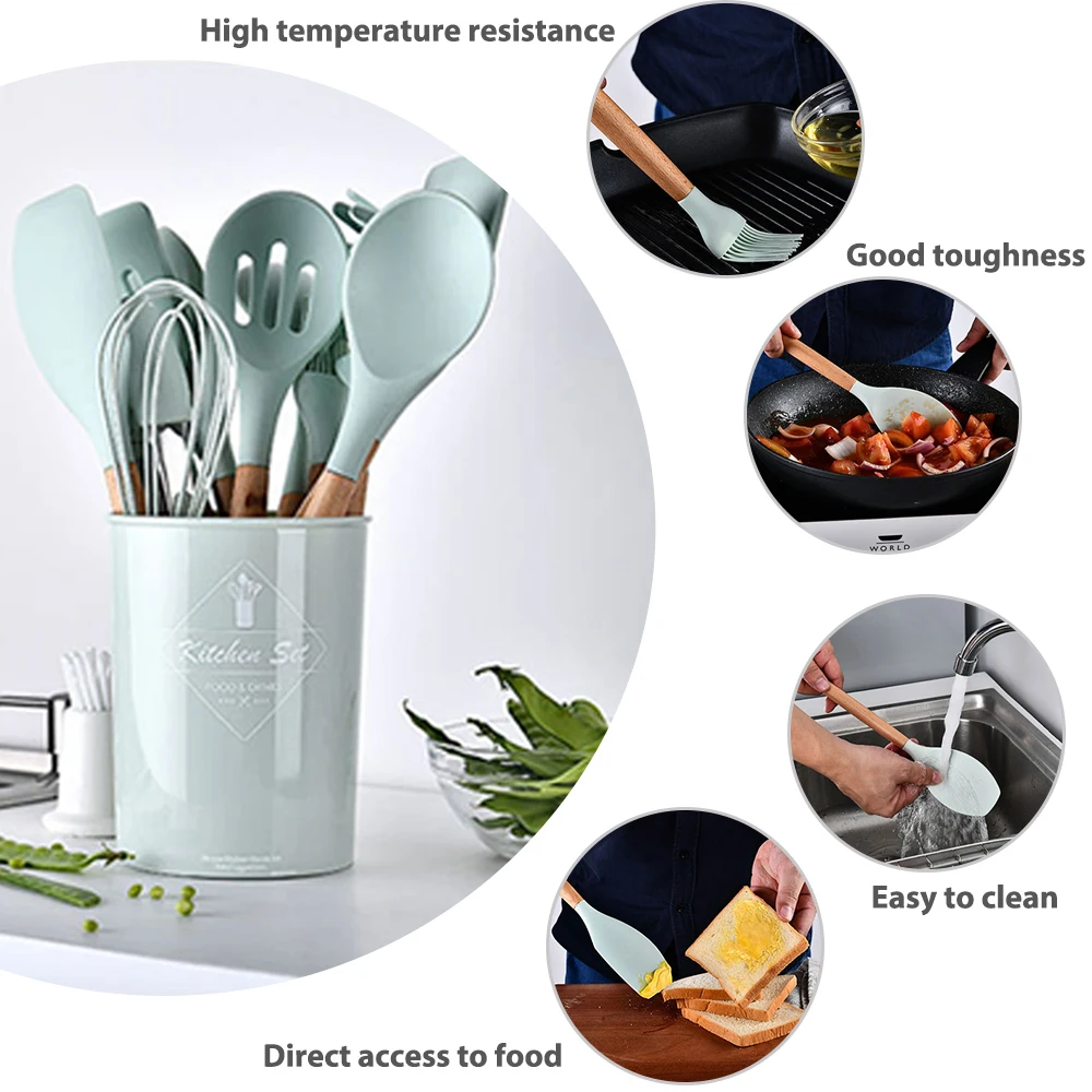 9 12 шт набор силиконовой посуды лопатка Черпак ложка для супа яиц антипригарная