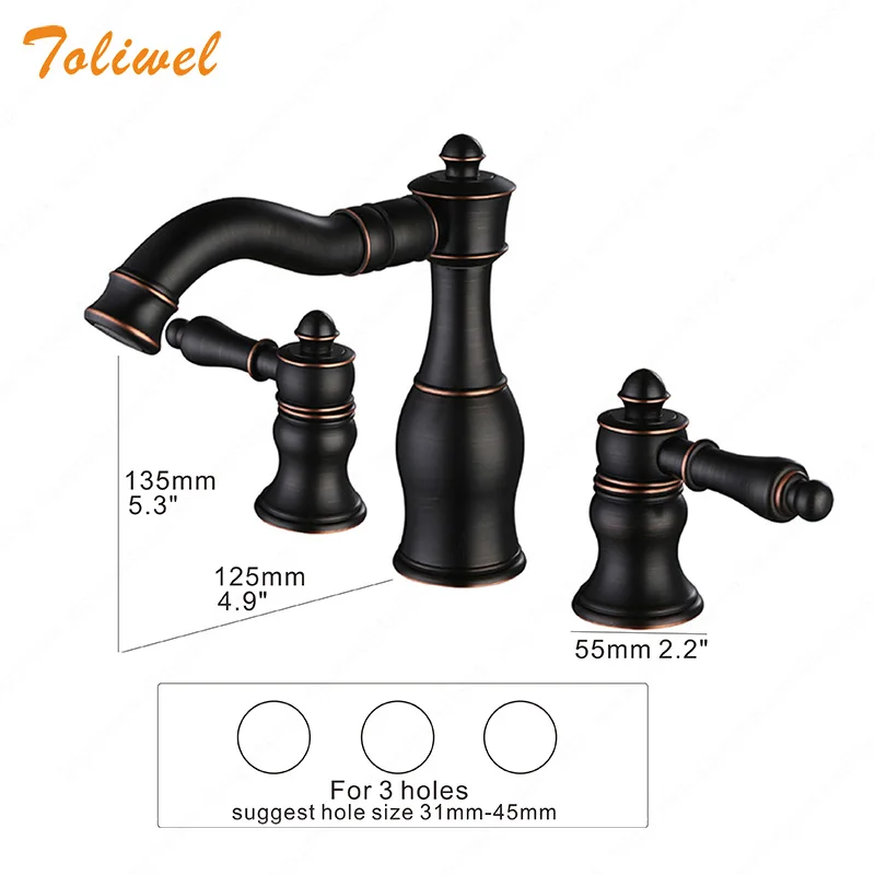 3 шт. латунный Смеситель для ванной комнаты с тремя отверстиями смеситель