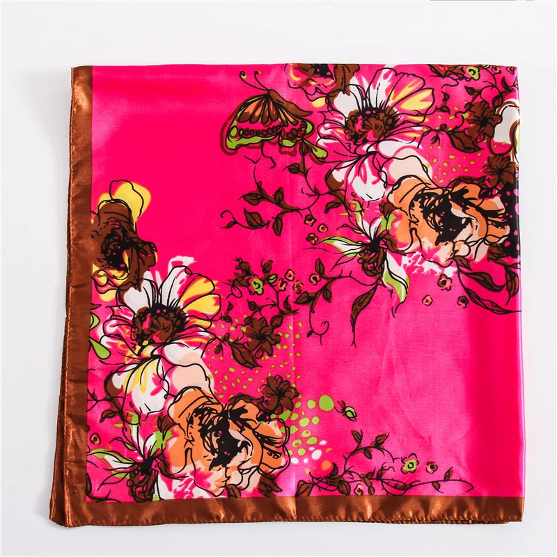 

2018 luxury brand women silk feeling scarf square floral neack scarves Foulard head scarf hijabs