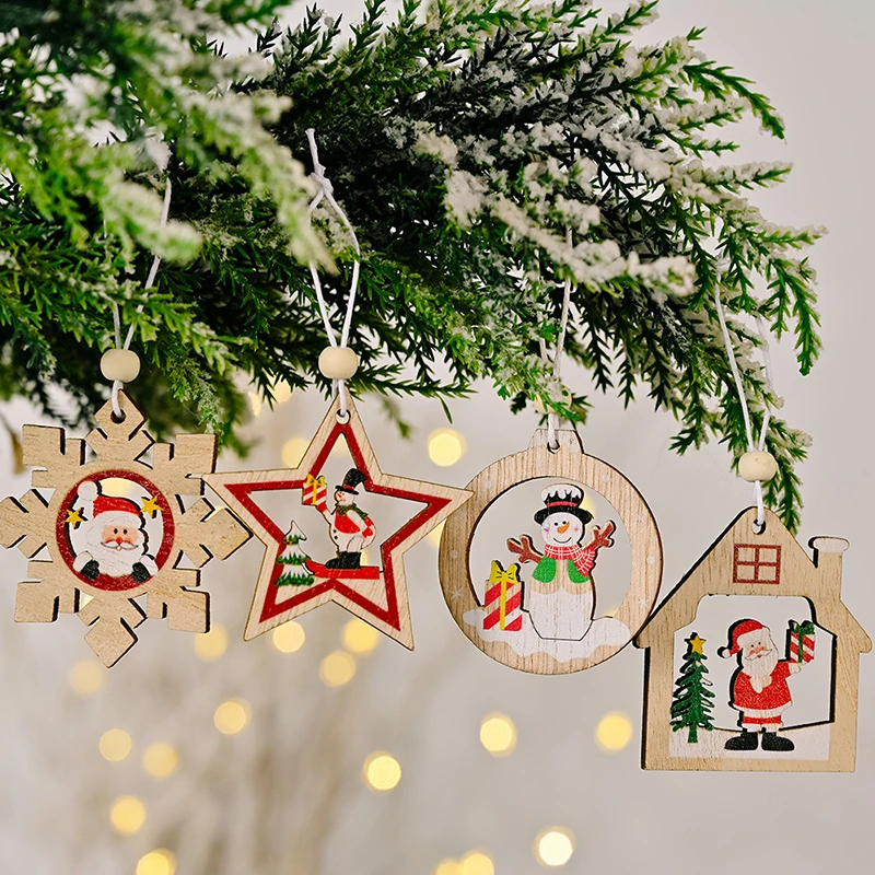 

Милые деревянные Мини-украшения, подвеска, Детские Подарочные игрушки для рождественской вечеринки, детского сада, украшение SCVD889