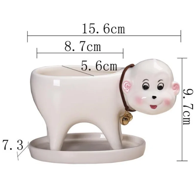 

Home Decor Accessories Cartoon Pork Porcelain Desktop Plant Plantings With Tray Practical Garden Flower Pot Supplies Dropship