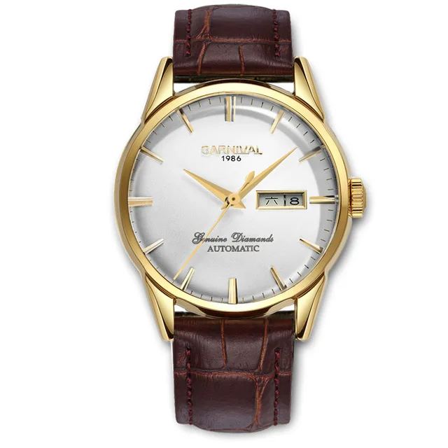 Karneval Mechanische Uhren Mode Automatische Uhr myanner 30 м вассердихт Herren Uhr винтажный Lederband Armbanduhr kol saati - Цвет: 6
