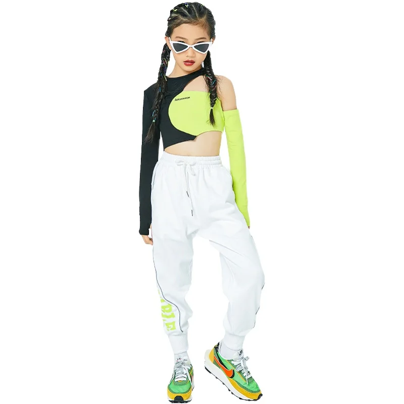 

2021 Hip Hop Dance Costume Jazz Practice Clothing Sexy Sweatshirt Casual Pants For Girls Street Dance Wear Rave Stage Outfit