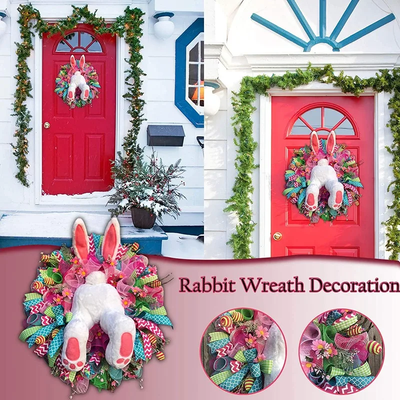 

Easter Bunny Door Decor, Easter Bunny Butt Wreath Front Door Decorations Spring Outdoor Indoor Hanging Wreath