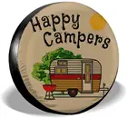 XWQWER Happy Campers запасная крышка шины для жилого автофургона SUV трейлера грузовика и многих транспортных средств, универсальные водонепроницаемые колпачки для колес