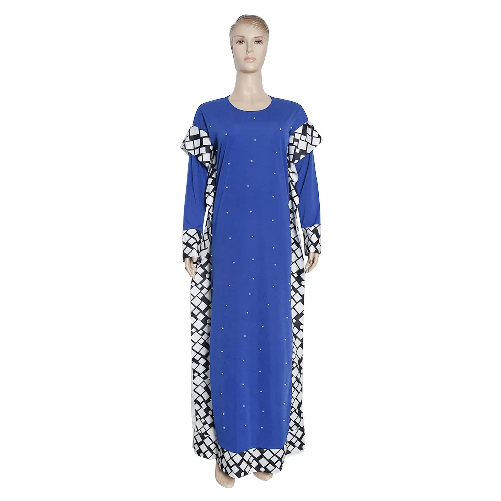 

free size women pearls maxi dress loose long sleeve patchwork robe african dashiki kaftan ramadan muslim abaya dubai gown