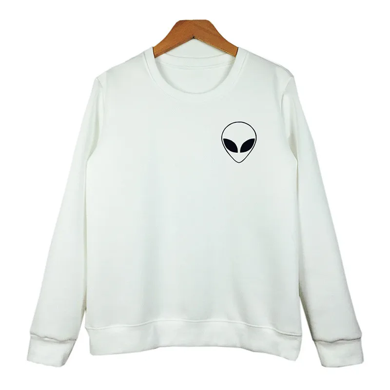 Alien Print Solid Hoodies Sweatshirts 2022 Women Casual Kawaii Harajuku New Sweat Punk For Girls Clothing European Tops Korean
