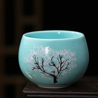 ceramic thermal discoloration cherry blossom tea cup hand painted tree color changing water mug office teacup free shipping