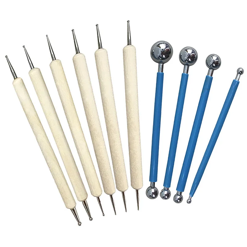 

10 Pcs Ball Stylus Dotting Tools Clay Ceramics Pottery Carving Embossing Sculpting Set STTA889