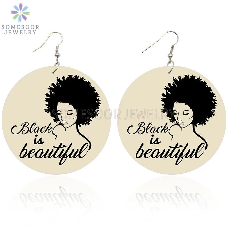 SOMESOOR двусторонняя печать красивая черная девушка африканские деревянные