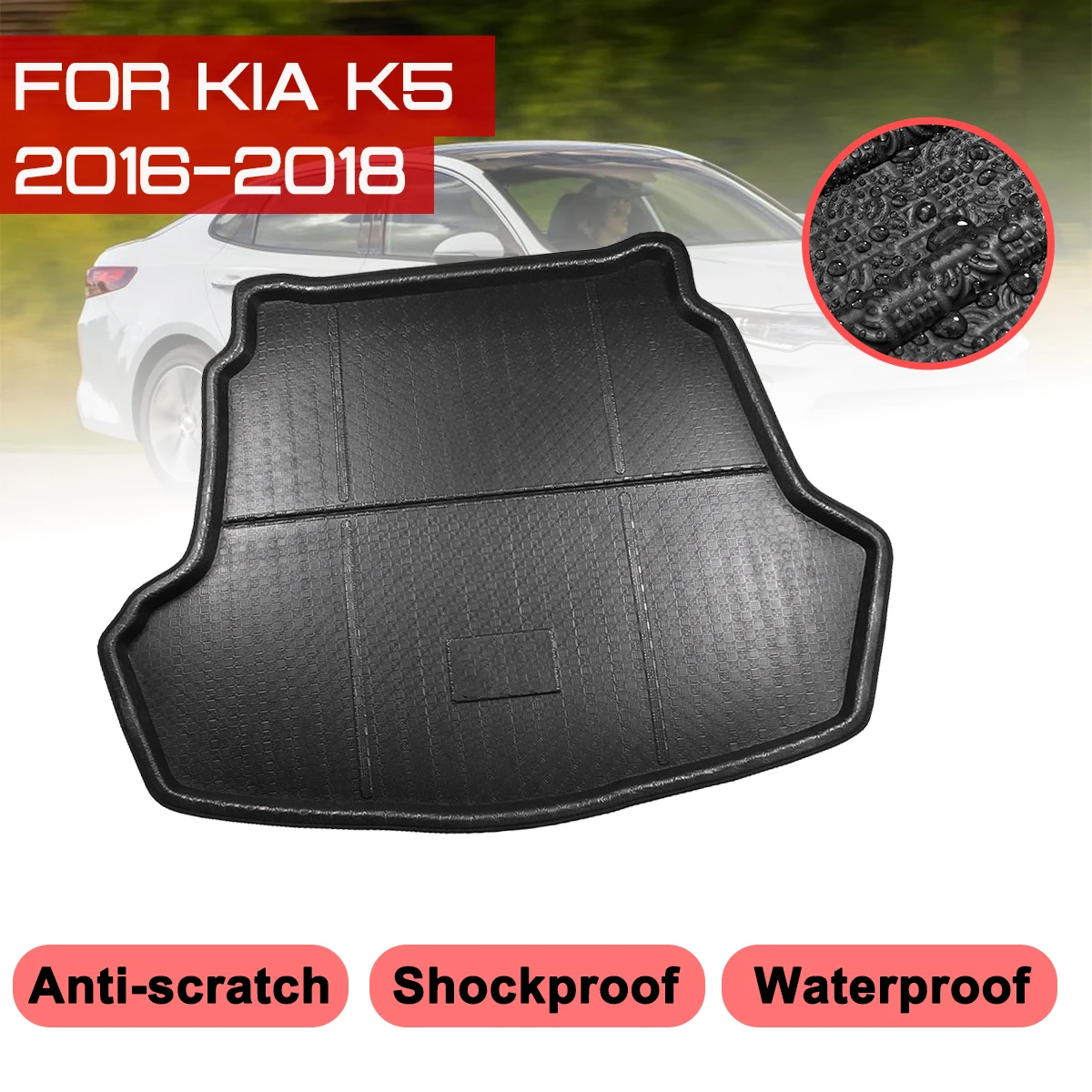 

Автомобильный коврик для багажника для KIA K5 2016 2017 2018, водонепроницаемые коврики, ковровое покрытие, противоскользящий поднос