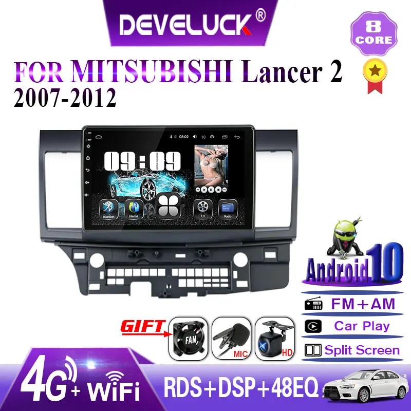 Автомобильный плеер 4G NET + WiFi Android 10 2G 32G Автомагнитола для Mitsubishi Lancer 2007 2012 дюймов RDS
