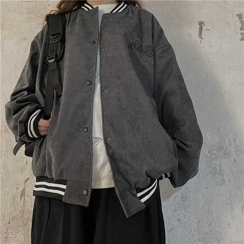 

Bomber Jacket Oversize Slim Vintage Baseball Jacket Harajuku Button Women's Spring Jacket Varsity Women's Jackets 2020 Fashion