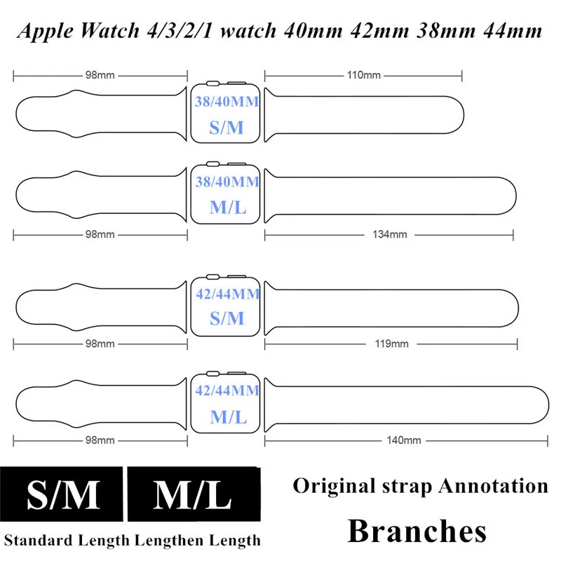 Мягкий силиконовый спортивный ремешок для наручных часов Apple Watch 38 мм/42 40 мм 44