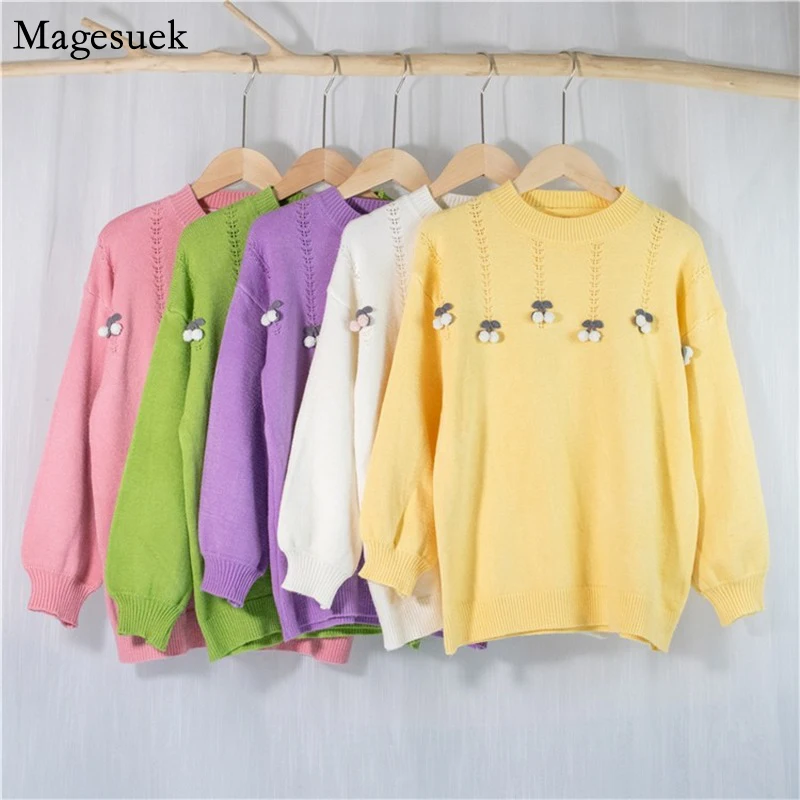 

Autumn Winter Women Sweaters Tops Loose Pullover Embroidered Knit Sweater Women Vest Sweet Casual Woman Sweaters Jumper 11345