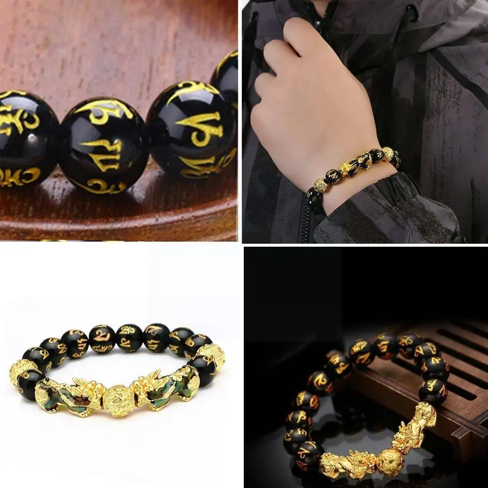 

Zwart Obsidiaan Pi Xiu Rijkdom Armband Trekken Rijkdom Stone Vrouwen Kralen Goede Lucky Mannen Armband Armband Polsband K8E4