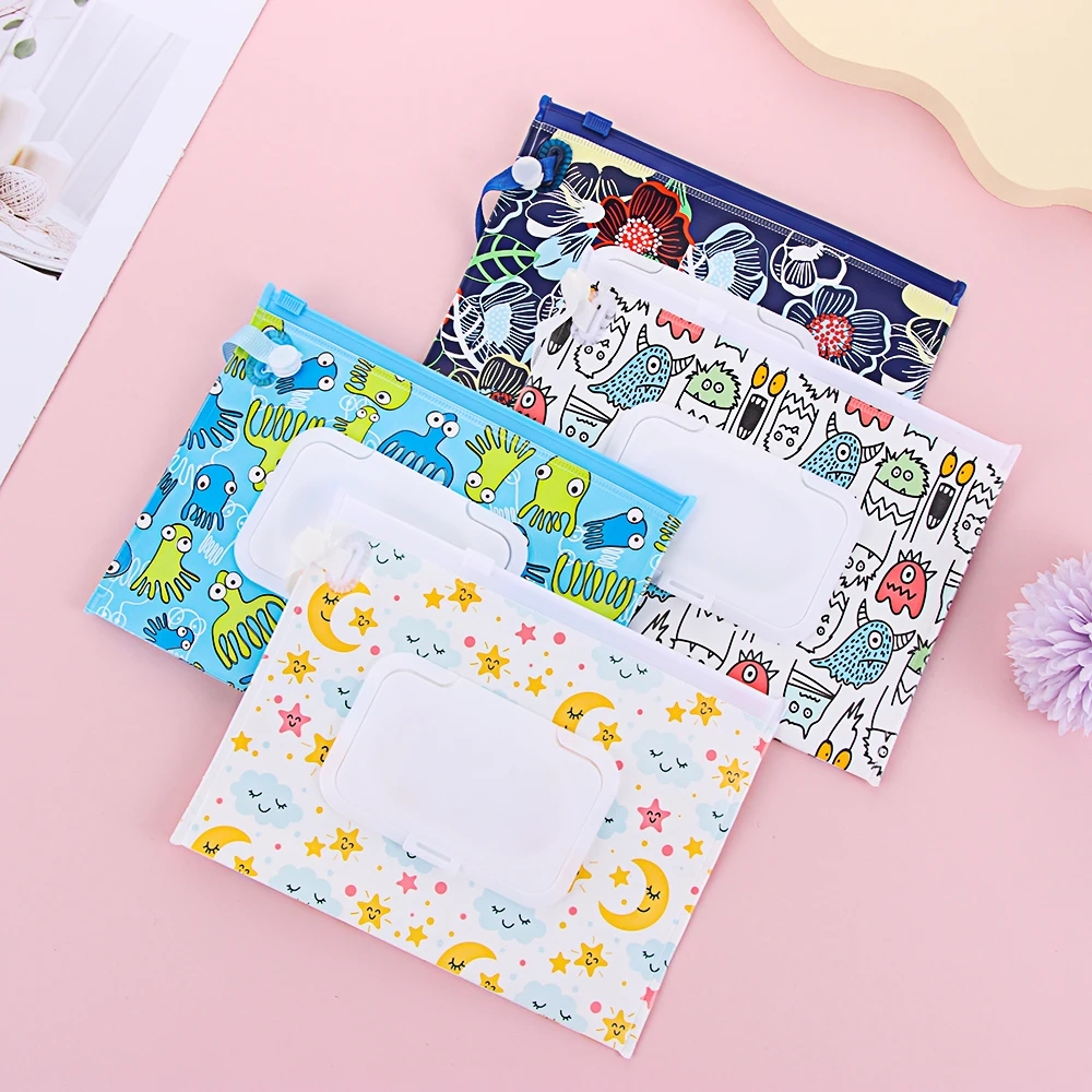EVA Clamshell Baby Wet Wipe Pouch Wipes Holder Case Flip Cover Snap-Strap Reusable Refillable Bag Portable Tissue Box | Мать и ребенок