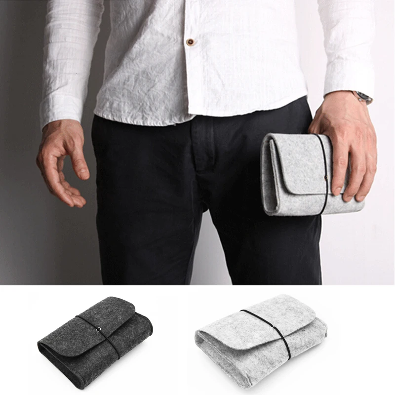 Шерстяное волокно power Bank сумка для хранения мини Sofe фетр передачи данных кабель